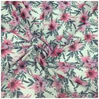 The water lily pattern digital printing fabric for woman dress